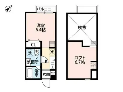 ツリーフィールド相模原(ワンルーム/2階)の間取り写真