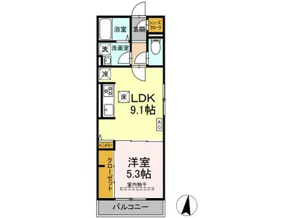 プルミエール(1LDK/1階)の間取り写真