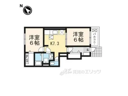 グランデH&M木村 (2DK/1階)の間取り写真