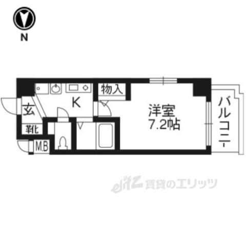 エステムコート京都烏丸Ⅲジャパニズム(1K/6階)の間取り写真
