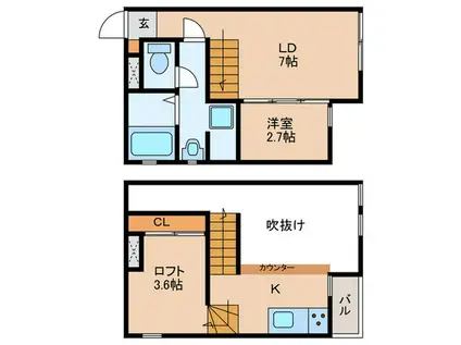 サンアリーナ桜本町(1LDK/1階)の間取り写真