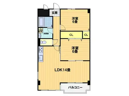 VILLA VIZCAYA(2LDK/4階)の間取り写真