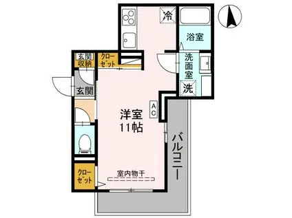 フローリッシュ(ワンルーム/3階)の間取り写真