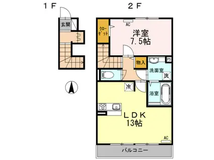 パナックスII(1LDK/2階)の間取り写真