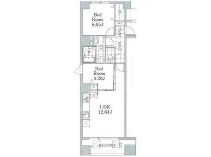 オークラビル(2LDK/6階)の間取り写真