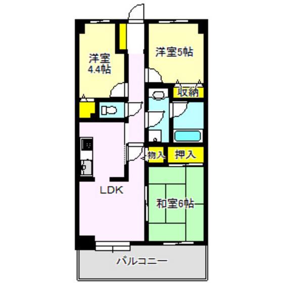 シャルム高崎・倉賀野(3DK/3階)の間取り写真