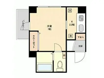 惠比寿ウエスト(1K/3階)の間取り写真