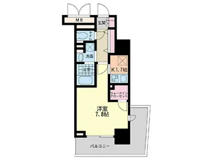 ハビテ靭センターコート(1K/4階)の間取り写真