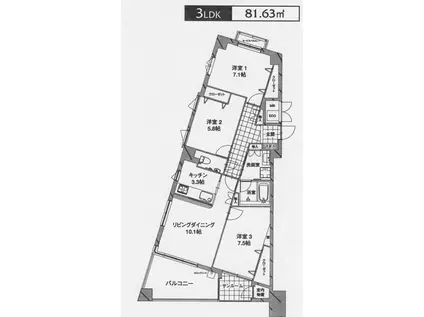 クール・ドゥ・サンセール(3LDK/3階)の間取り写真