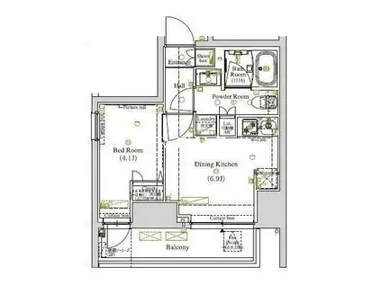 ウィル・クルー(ワンルーム/2階)の間取り写真