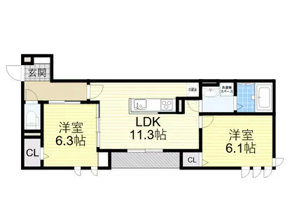 D-ROOM緑橋(2LDK/1階)の間取り写真