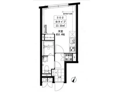 カーサブリランテ本駒込(ワンルーム/3階)の間取り写真