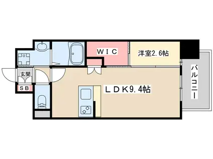 セレニテ東三国ミラク(1LDK/8階)の間取り写真