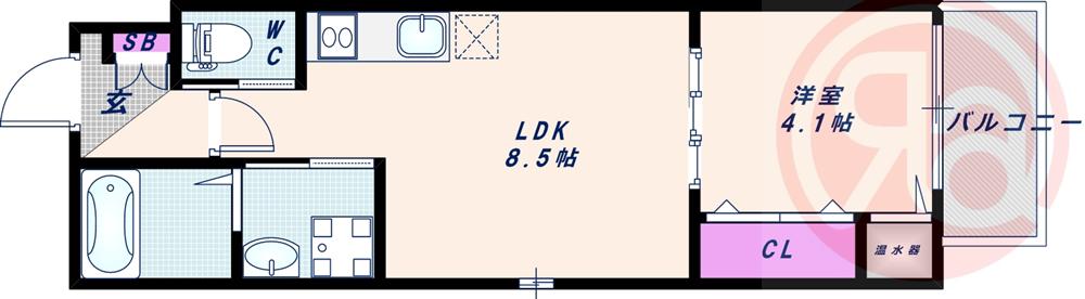ジョイフル矢田(1LDK/1階)の間取り写真