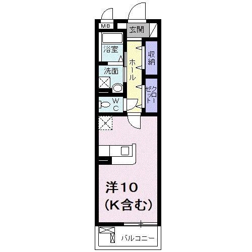 ルクレイル西桜(ワンルーム/1階)の間取り写真