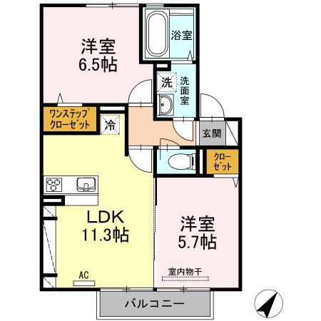 パドレ・ヘップ(2LDK/2階)の間取り写真