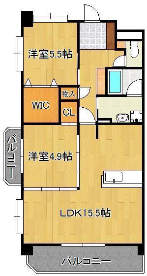 タウンコートIII(2LDK/5階)の間取り写真