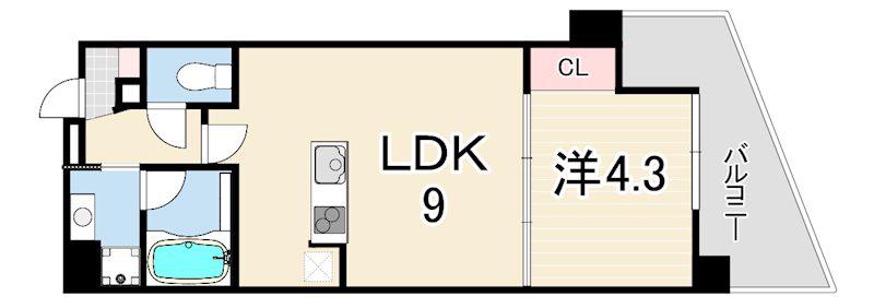 リノスタイル神戸下山手(1LDK/2階)の間取り写真