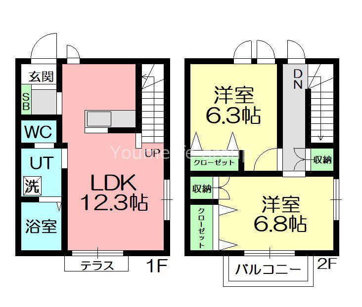 メゾン東中原(2LDK/1階)の間取り写真