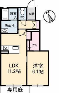 フェリシードさおの森(1LDK/1階)の間取り写真