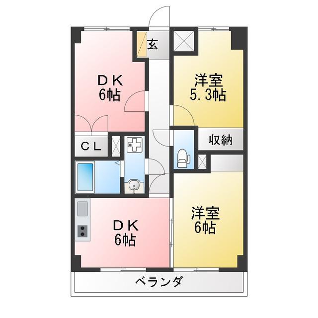 エスポワール保土ヶ谷(3DK/2階)の間取り写真