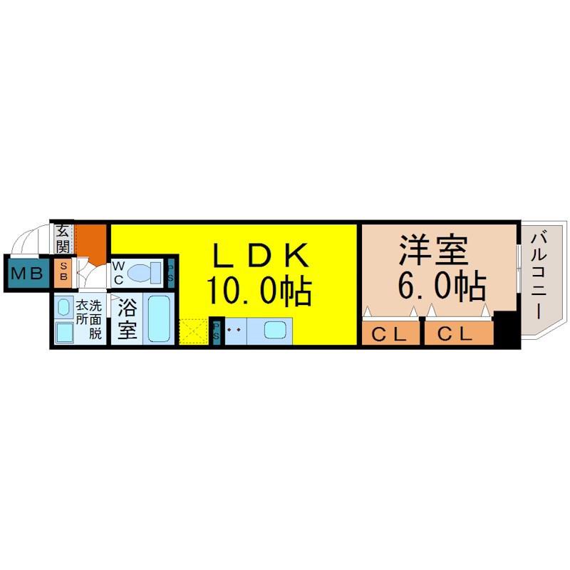ラ・メゾン輝(1LDK/8階)の間取り写真