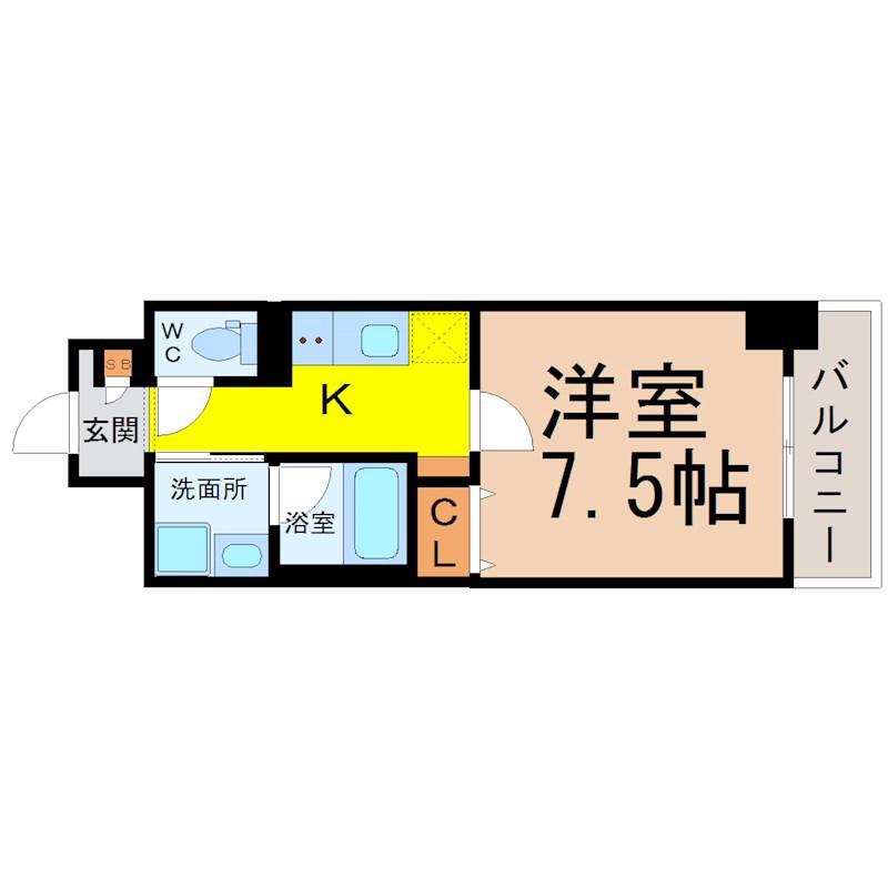 ラルーチェ泉(1K/2階)の間取り写真