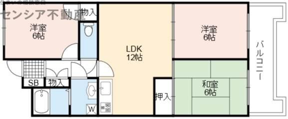 エステート関目(3LDK/4階)の間取り写真