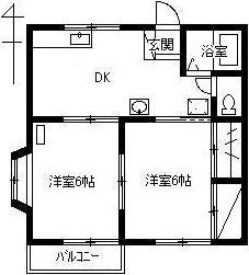 メゾンヴェルテ西片貝 A(2DK/1階)の間取り写真