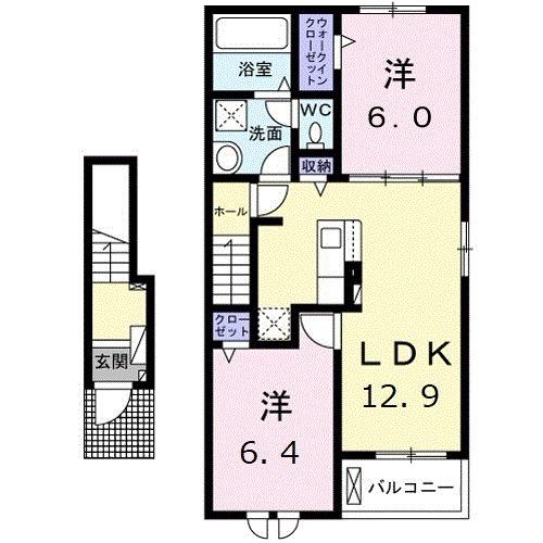 カーサ ルーナ(2LDK/2階)の間取り写真