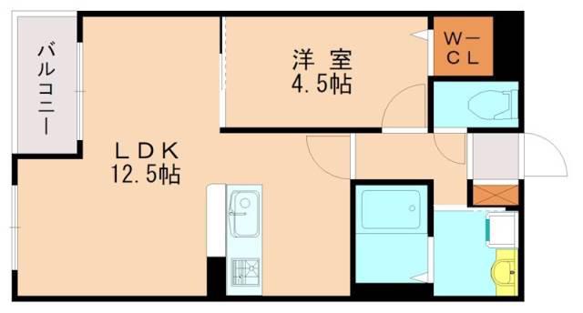 オリーブ松崎(1LDK/1階)の間取り写真