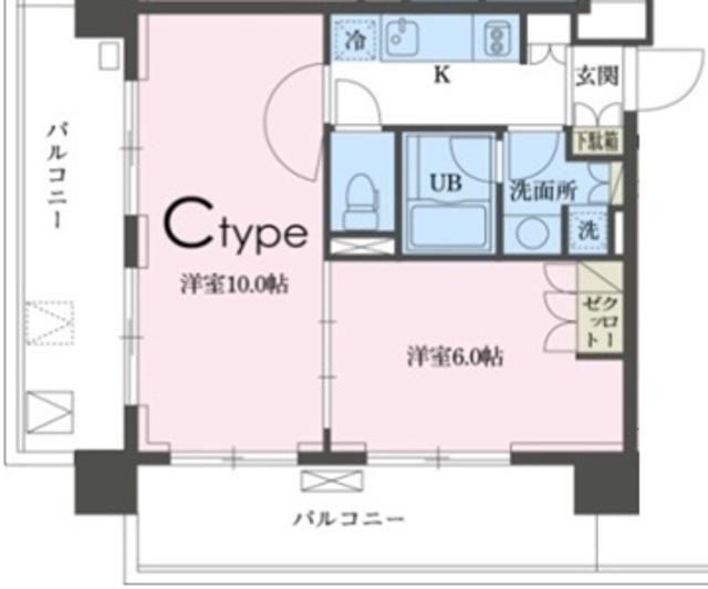 ガレリア東新宿(1LDK/4階)の間取り写真