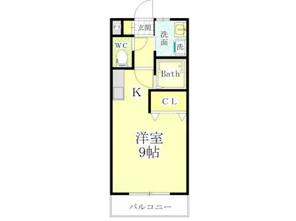 サン・クォーレ(1K/2階)の間取り写真