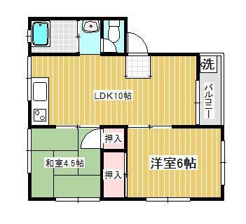 ヴィラファミール(2LDK/2階)の間取り写真