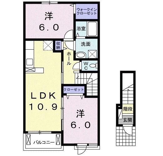 カーサ・ボナール A(2LDK/2階)の間取り写真