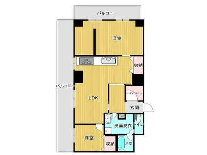 ライオンズマンション博多(2LDK/3階)の間取り写真