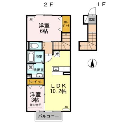 グランドソレーユRS(2LDK/2階)の間取り写真