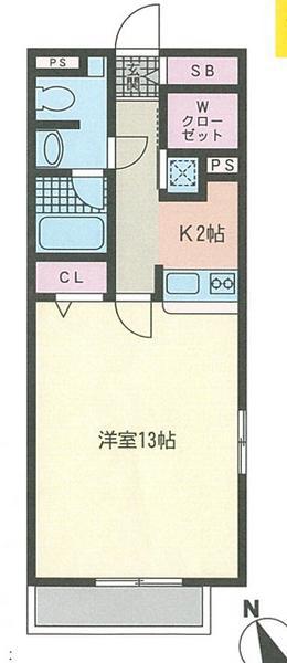 グランツ白岡(1K/1階)の間取り写真