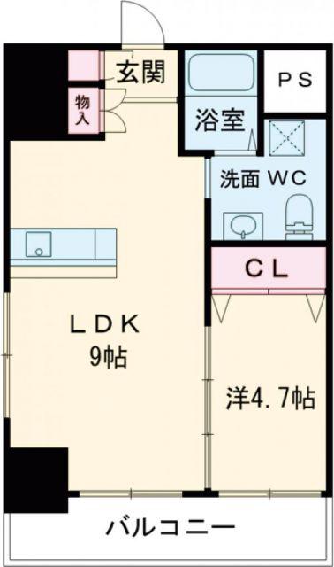 BASIC B.L.D.YAHATA(1LDK/7階)の間取り写真
