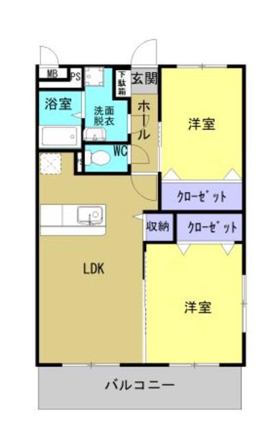 COCCO VILLA(2LDK/2階)の間取り写真