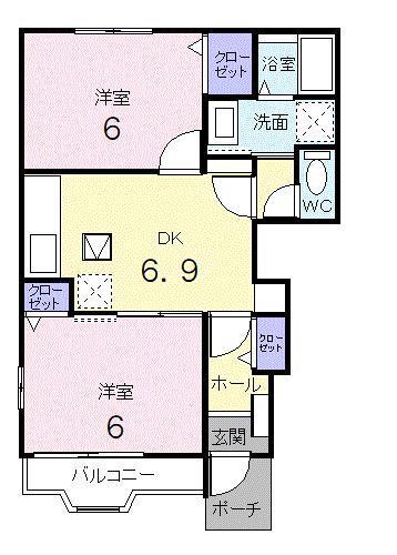 セレッソカミーノA(2DK/1階)の間取り写真