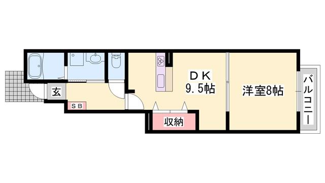 アルモニ(1DK/1階)の間取り写真