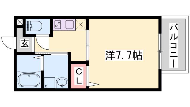 G ハイツ(1K/1階)の間取り写真