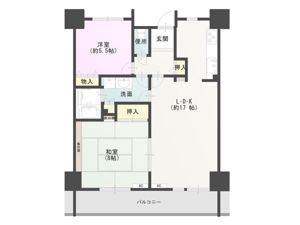 花見橋ハイツ(2LDK/7階)の間取り写真