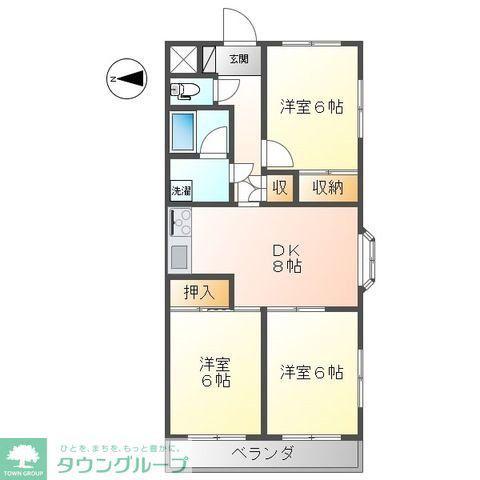 グランディールYOKOYAMA2(3DK/2階)の間取り写真