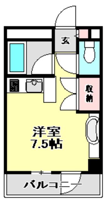 ブルーハイツアウトバーン(ワンルーム/2階)の間取り写真