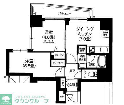 プロスタイルウェルス 押上ノースアイル(2DK/9階)の間取り写真