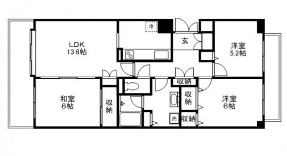 井口台パークヒルズ参番館(3LDK/8階)の間取り写真