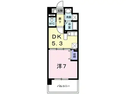 シャンテ 1DK(1DK/3階)の間取り写真