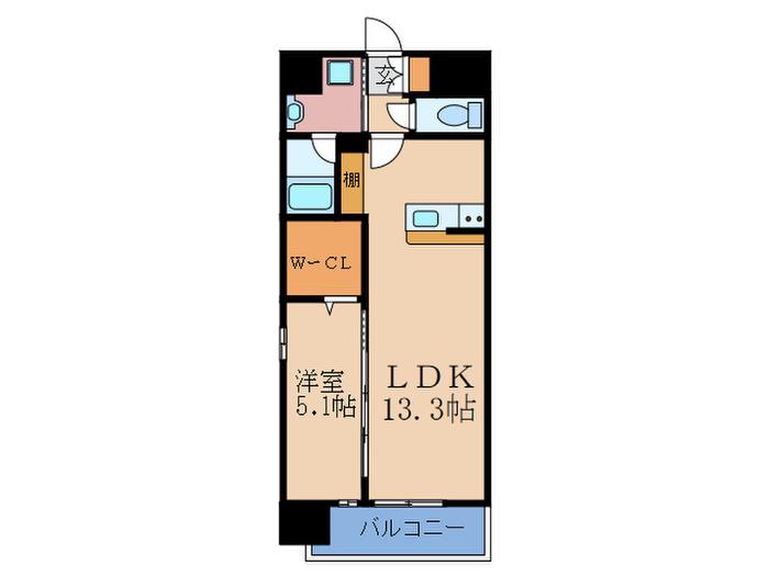 ルセードル天神橋(1LDK/6階)の間取り写真